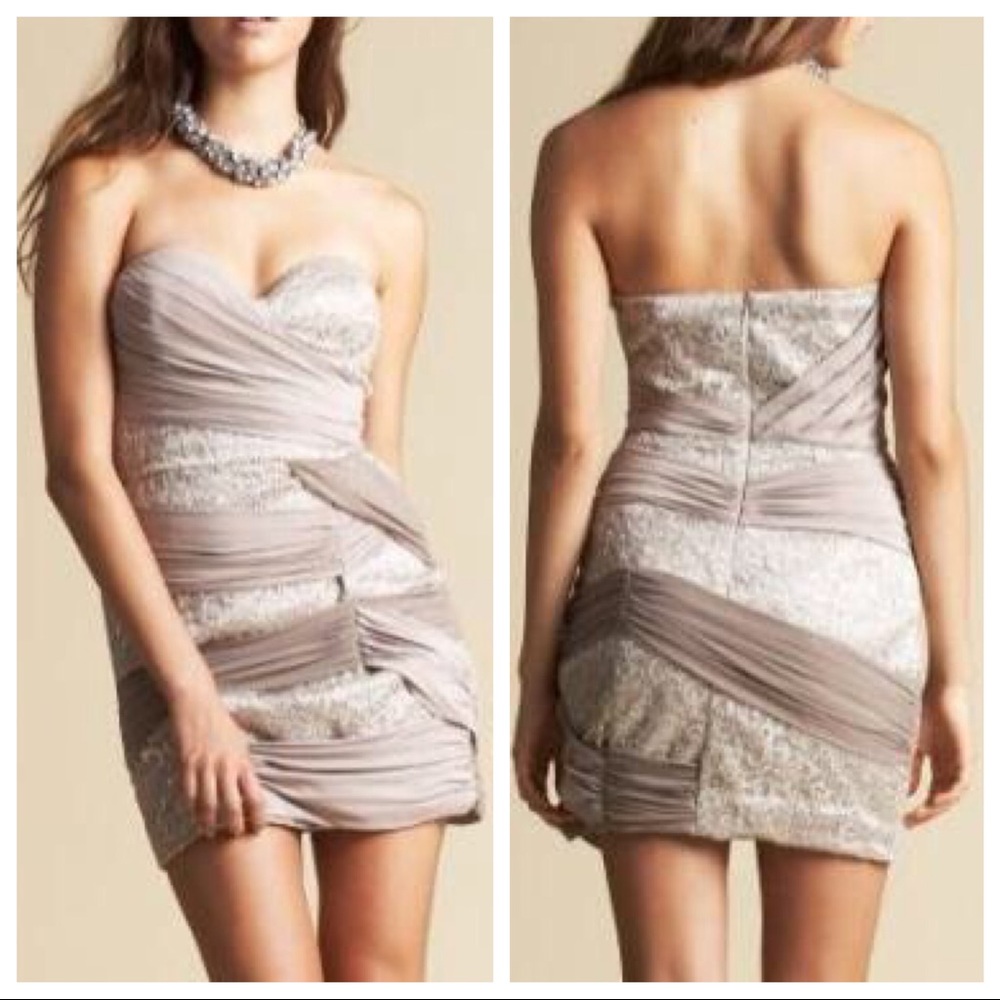 LAST CHANCE! Bebe Taupe Lace Wrapped Dress Size XS